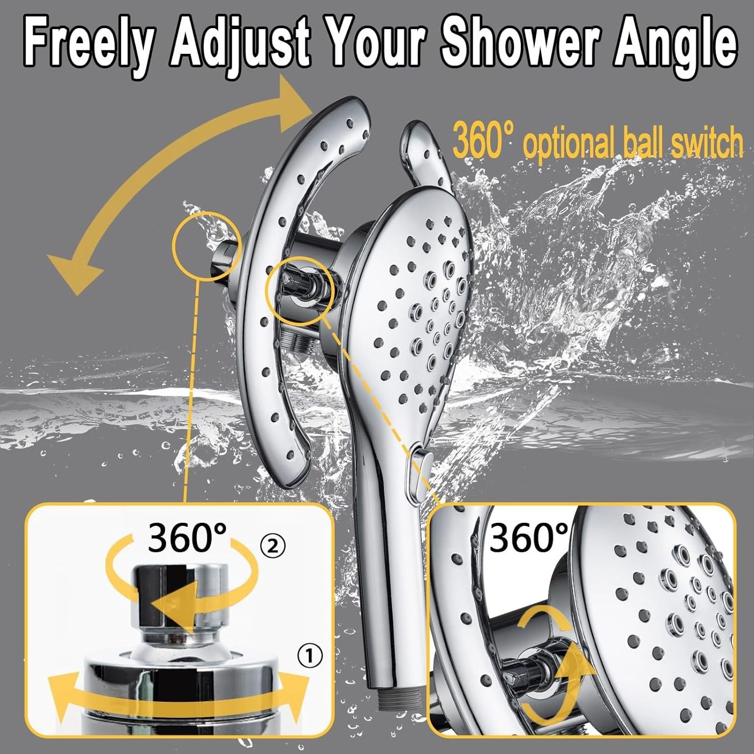 Ningbo Leelongs Magnetic Combo High Pressure Shower Head With 6 Settings Spray Function and 1.8m Stainless Steel Shower Hose