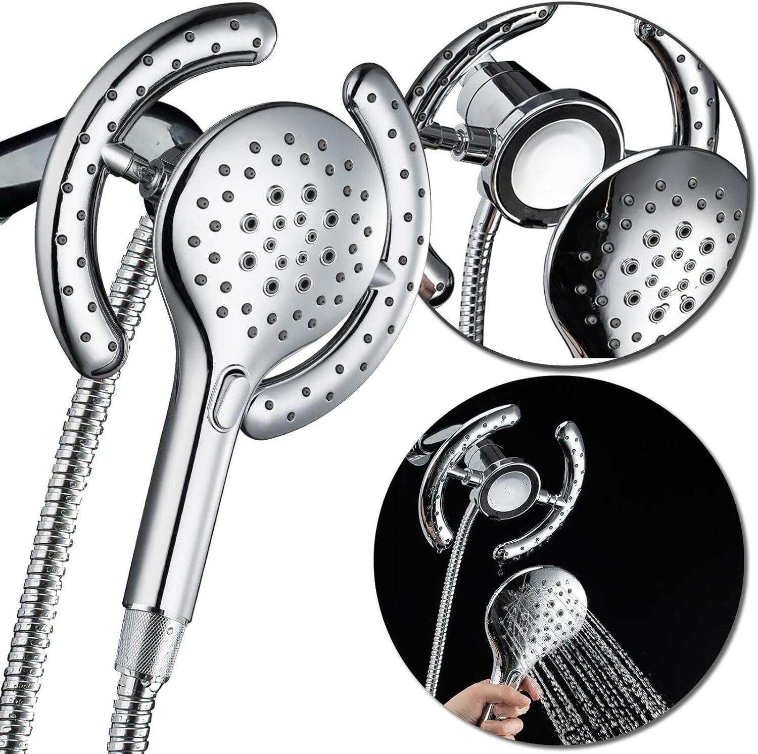 Ningbo Leelongs Magnetic Combo High Pressure Shower Head With 6 Settings Spray Function and 1.8m Stainless Steel Shower Hose