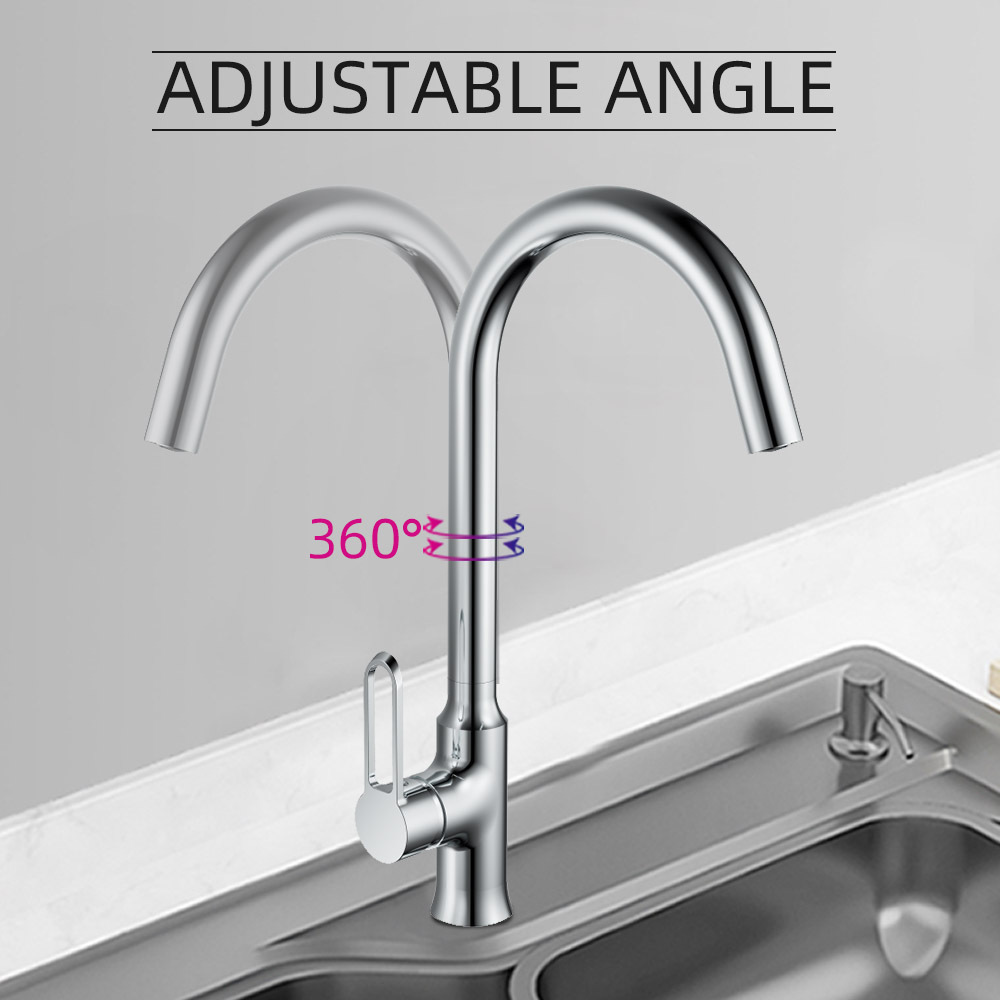 Chrome Solid Brass Single Handle Bar Sink Faucet with 360 Degree Swivel Spout | Single Hole High Arc Faucet for Kitchen Sink