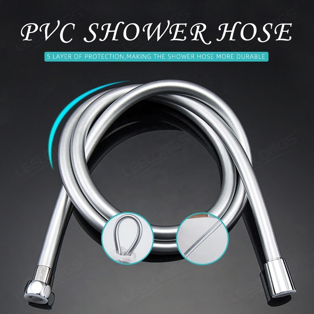 1.2m 1.5m 2m Non-toxic Leakproof Handheld Shower Head Hose Flexible Anti-Kink PVC Silver Grey Shower Hose