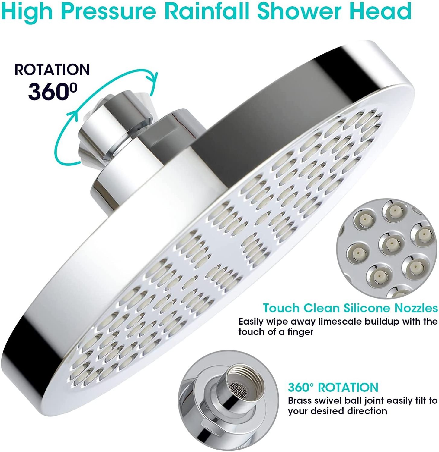 6 inch rainfall high pressure full chrome luxury shower head bathroom rain head shower family shower set