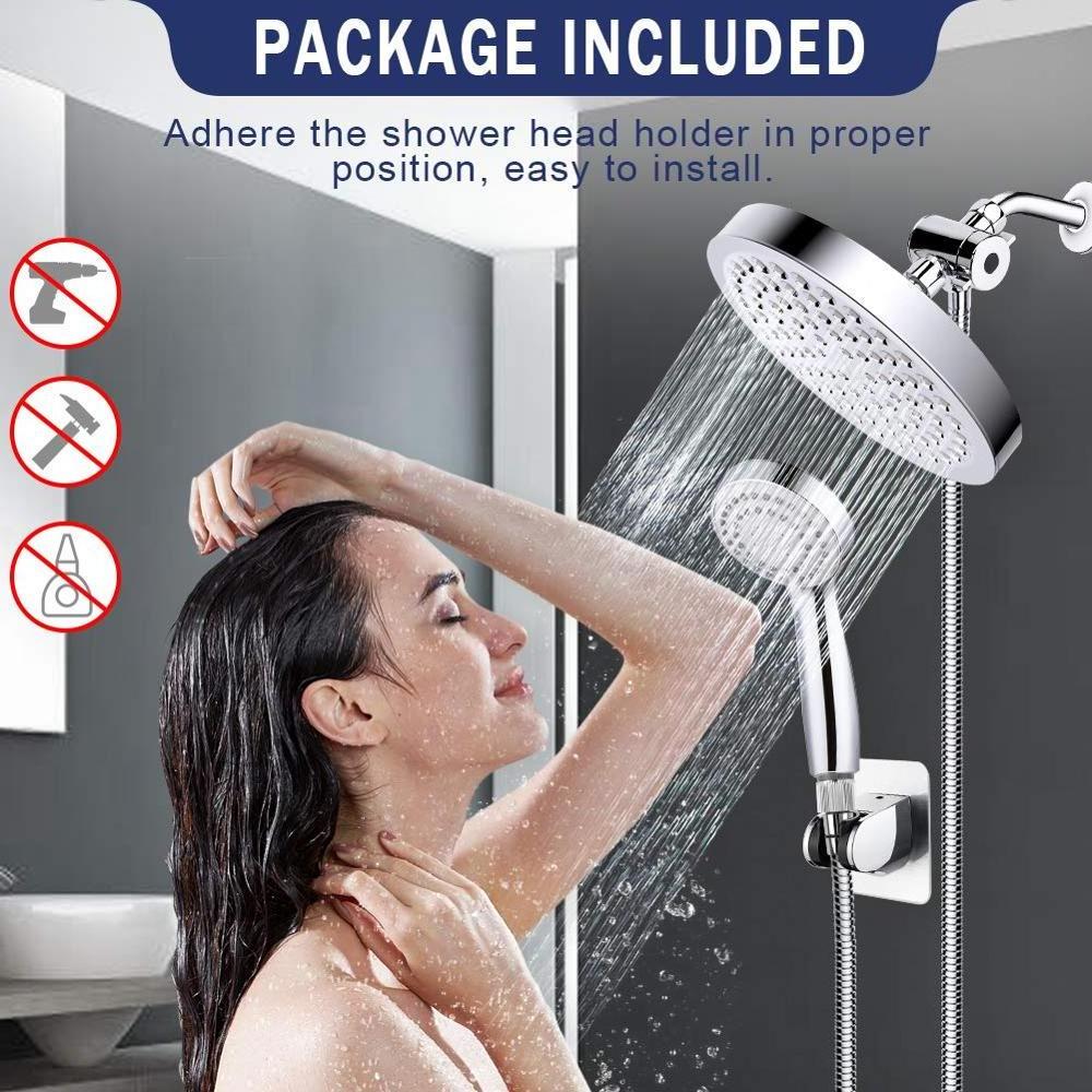 6 inch rainfall high pressure shower head combo shower set with diverter and shower holder bracket