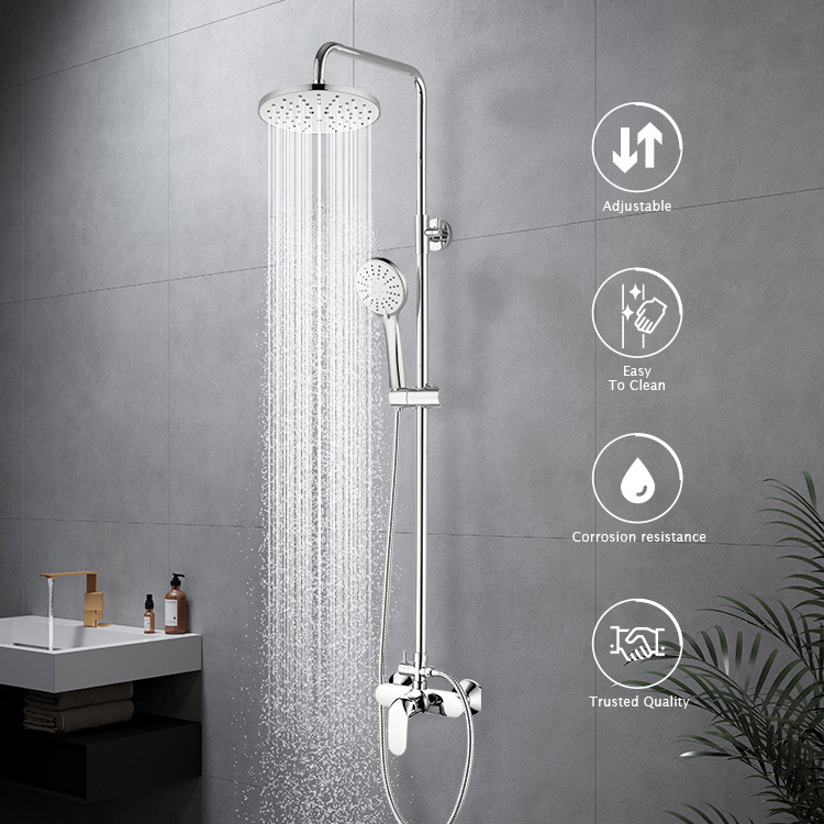 Luxury Rainfall Stainless Steel Bath & Shower Set High Chrome Finishing Brass Shower Faucet Mixer