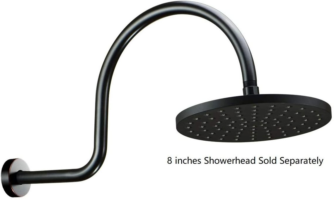 Gooseneck High Rise S Shape Shower Arm with Flange, Polished Chrome Shower Head Extension Arm