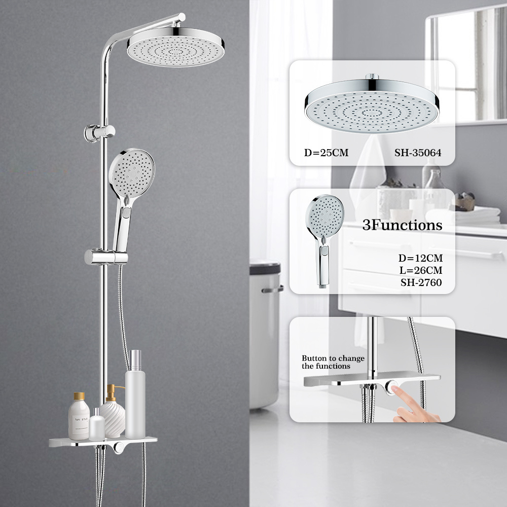 Hot & Cold Rain Shower Set European Style Wall Mounted Exposed Faucet Bathroom Shower Column