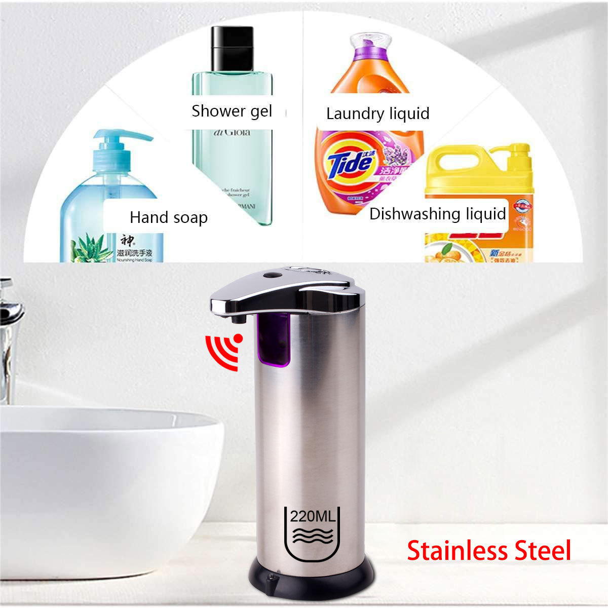 Wholesale Hands Touchless Stainless Steel Sensor Liquid Automatic Soap Dispenser with batteries