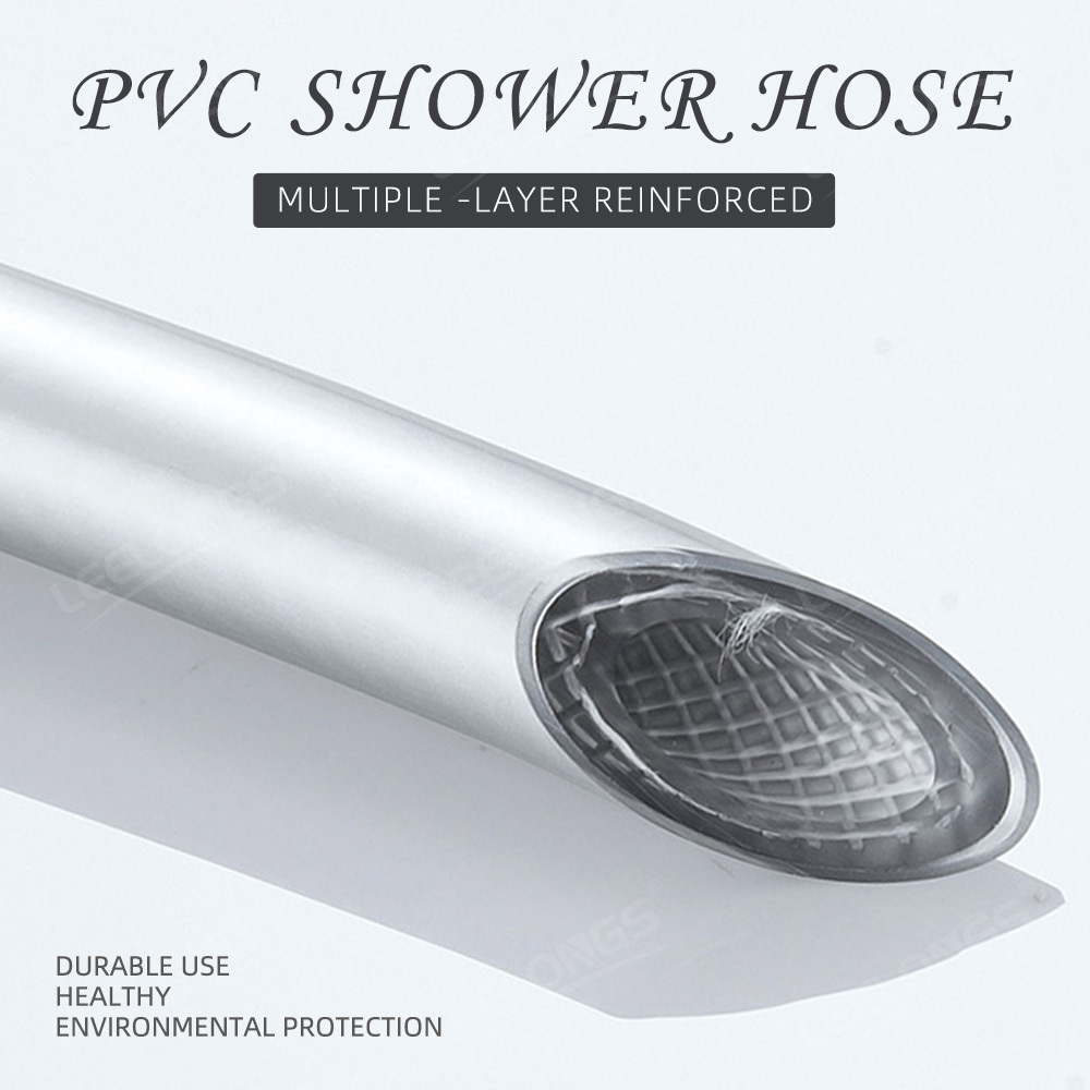 1.2m 1.5m 2m Non-toxic Leakproof Handheld Shower Head Hose Flexible Anti-Kink PVC Silver Grey Shower Hose