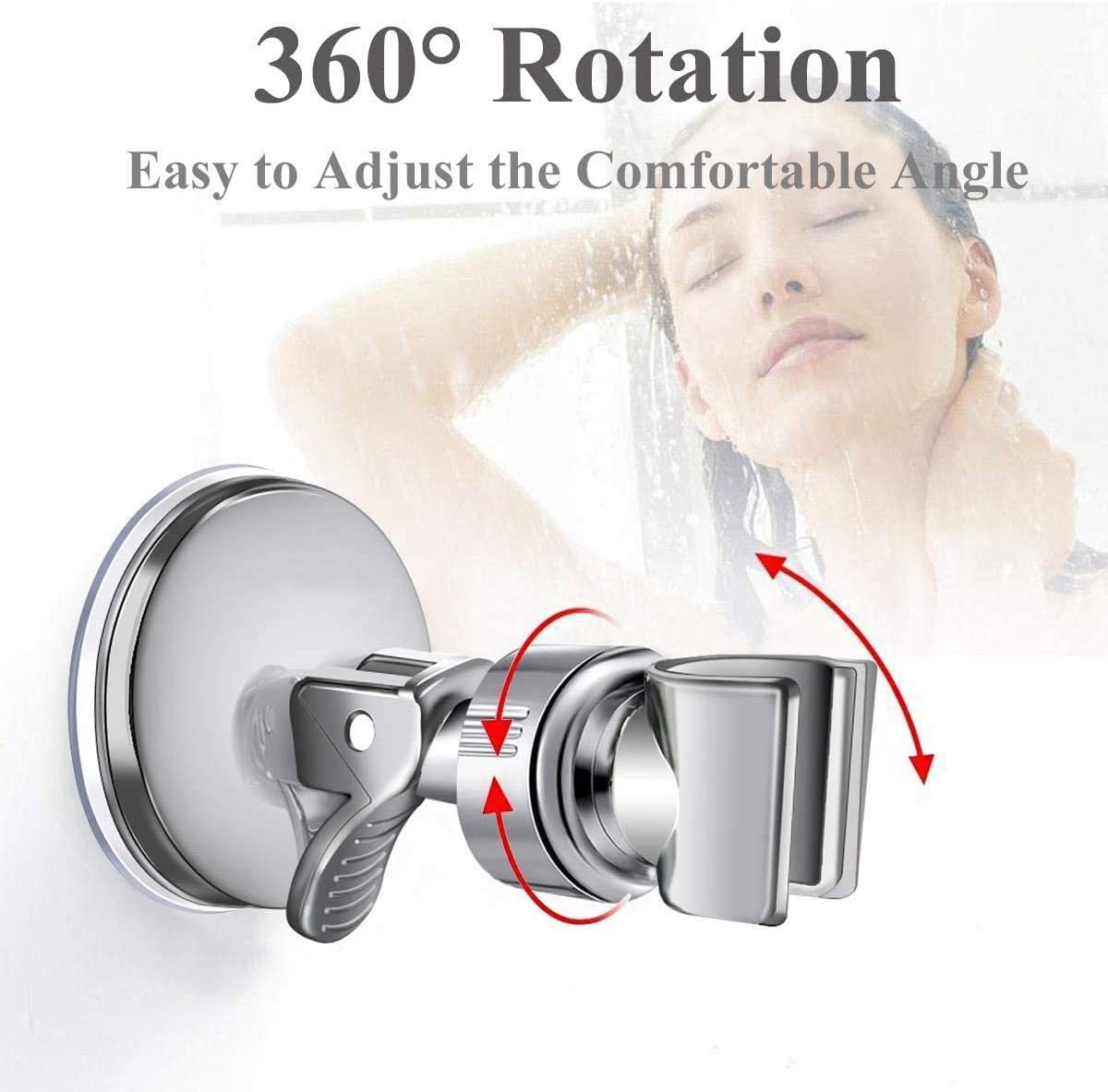 Full chrome ABS handheld shower head vacuum suction cup wall mount shower holder shower head bracket