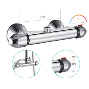 Chrome Thermostatic Shower Mixer Anti Scald Tap Hot Cold Water Mixer Constant Temperature Control for Bathroom