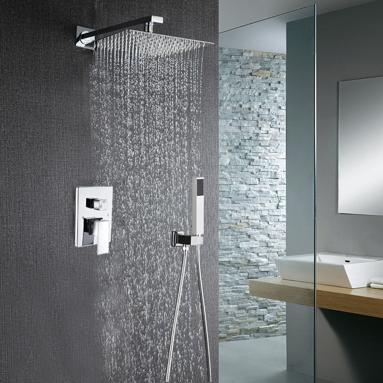 Leelongs Bathroom Luxury Wall Mounted Stainless steel Two Head Concealed Shower Mixer Rain Shower Set