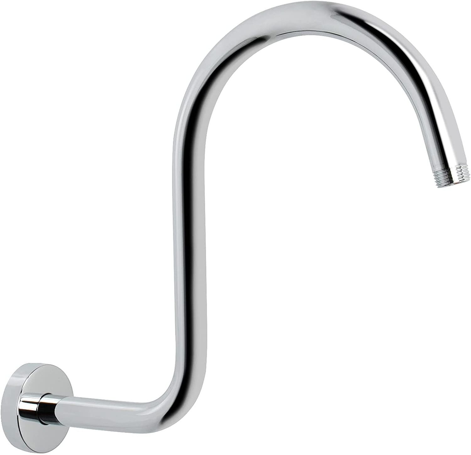 Gooseneck High Rise S Shape Shower Arm with Flange, Polished Chrome Shower Head Extension Arm