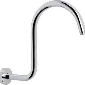 Gooseneck High Rise S Shape Shower Arm with Flange, Polished Chrome Shower Head Extension Arm