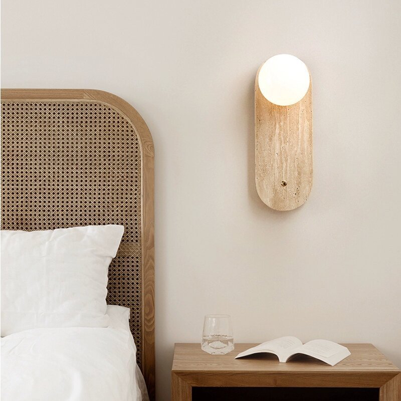 Modern Design Aisle Corridor Natural Stone Wall Sconce Lamp Indoor Home Hotel Room Bedside Light Glass Shade Fixture