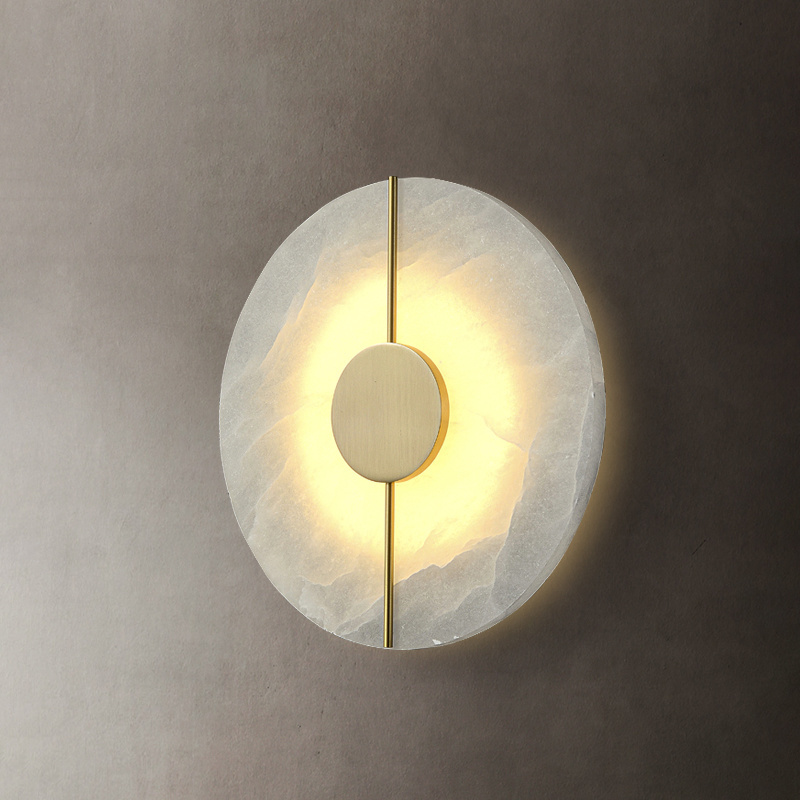 Modern Luxury Golden Marble Wall Sconce Lamp for Bedroom Living Room Dining Home Decor Brass Round Rectangular LED Wall Light