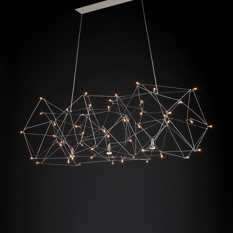 Luxury Stainless Steel Starry Light Chandelier Pendant Designer Modern Cafe Counter Kitchen Dining Table Cube LED Drop Light