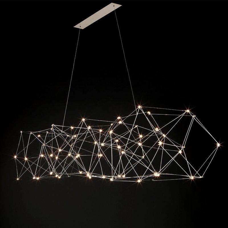 Luxury Stainless Steel Starry Light Chandelier Pendant Designer Modern Cafe Counter Kitchen Dining Table Cube LED Drop Light