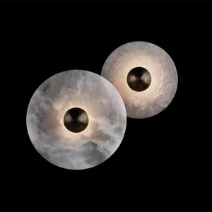 Modern Luxury Circular Round Marble Wall Lamp Mounted Interior decorative Fancy Light for Hotel Living Room Bedroom Background