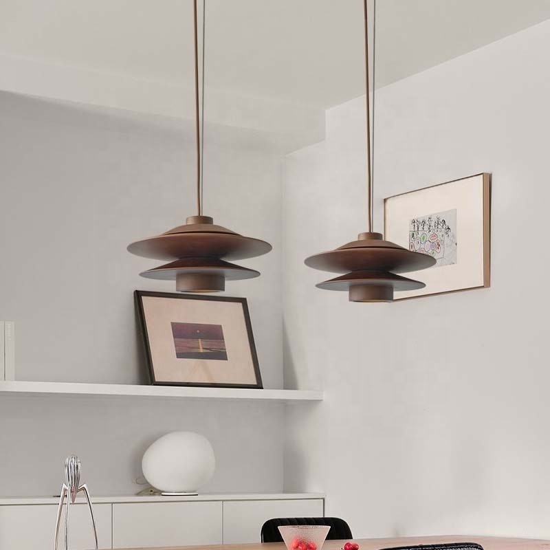 Single Cord Wooden Pendant Light Bedside Nordic Wood Ceiling Hanging Fixture For Bedroom Kitchen Island Dining Table Restaurant