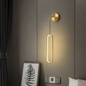 Minimalist Decorative Copper LED Bedside Drop Wall Lamp Surface Mounted Bedroom Living Room Bathroom Long Lighting Fixture