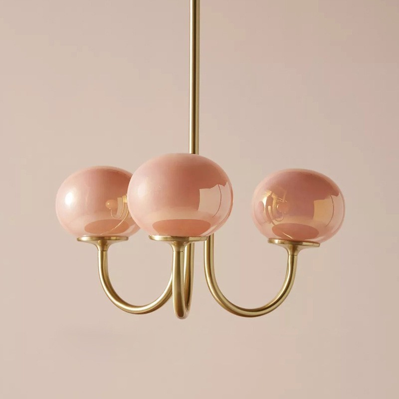 Pink White Gold 5 Light Glass Shades Decorative Ceiling Pendant Light Nordic Bedroom Hotel Modern Dining Entry Chandeliers Sets