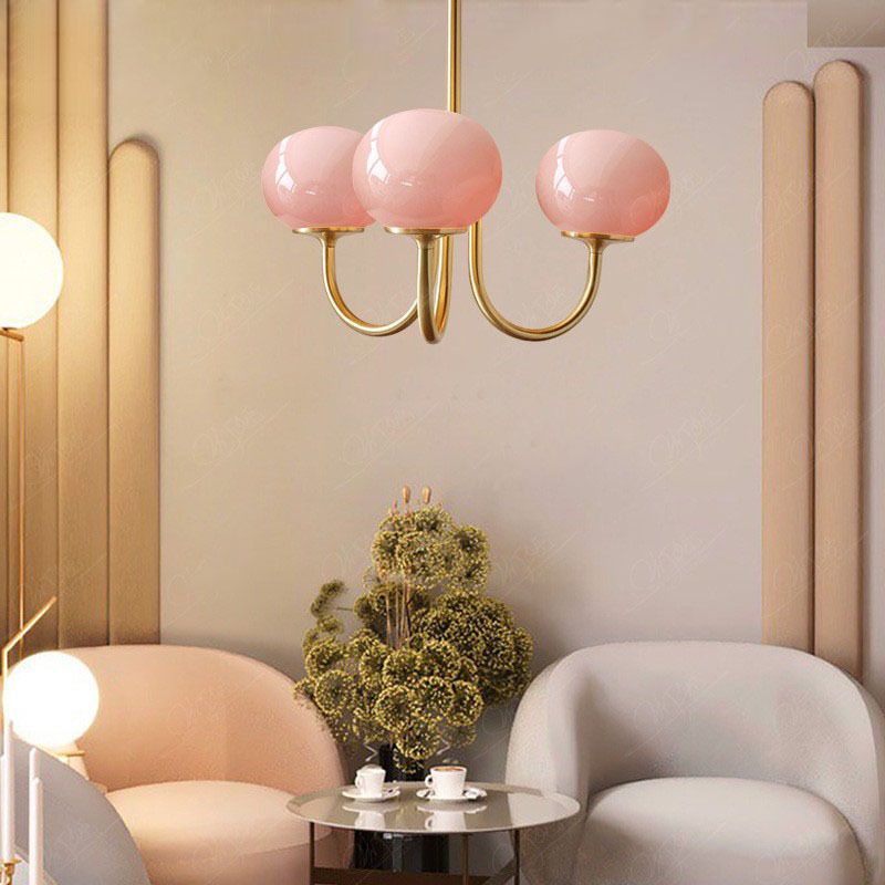 Pink White Gold 5 Light Glass Shades Decorative Ceiling Pendant Light Nordic Bedroom Hotel Modern Dining Entry Chandeliers Sets