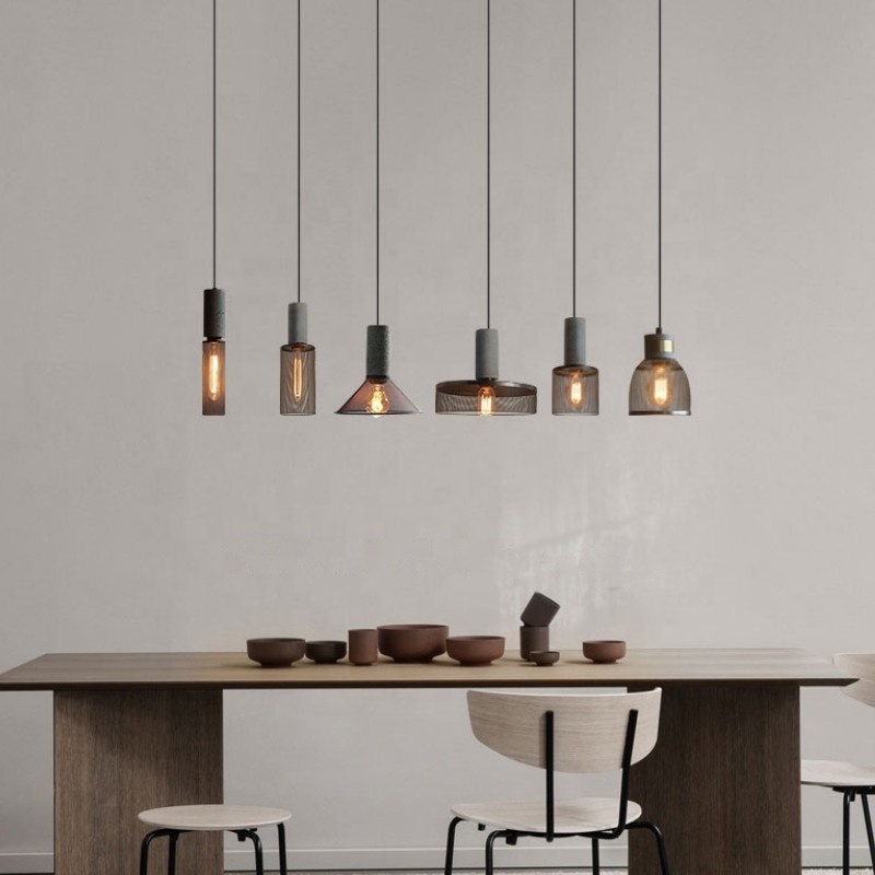 Nordic Minimalism Cement Pendant Light E27 LED Chandelier Lamp Loft Industrial Concrete Indoor Restaurant Bedroom Light Fixture