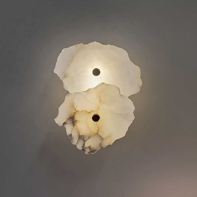 Natural Marble Wall Lamp Modern Design Living Room Bedroom Home Decor Luxury Golden Surface Mounted Wall Sconce Light Fixture