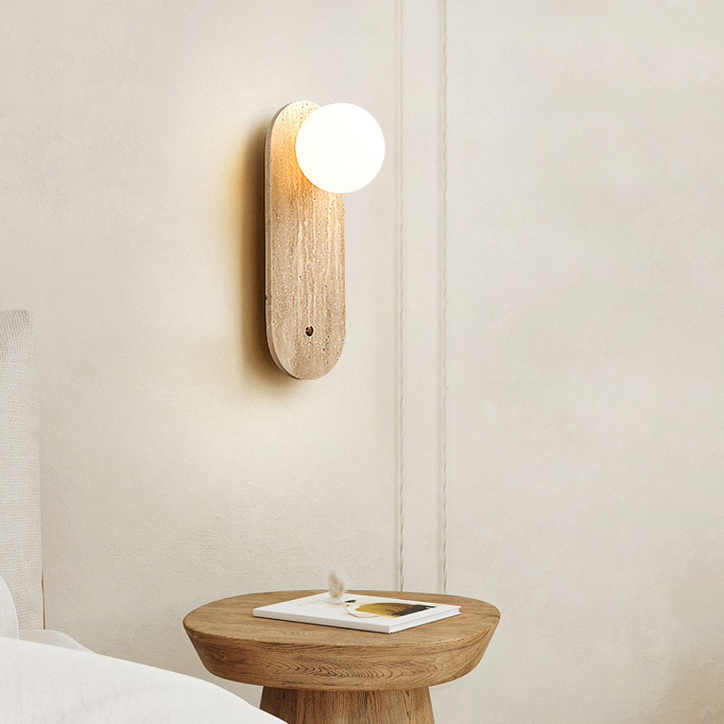 Modern Design Aisle Corridor Natural Stone Wall Sconce Lamp Indoor Home Hotel Room Bedside Light Glass Shade Fixture