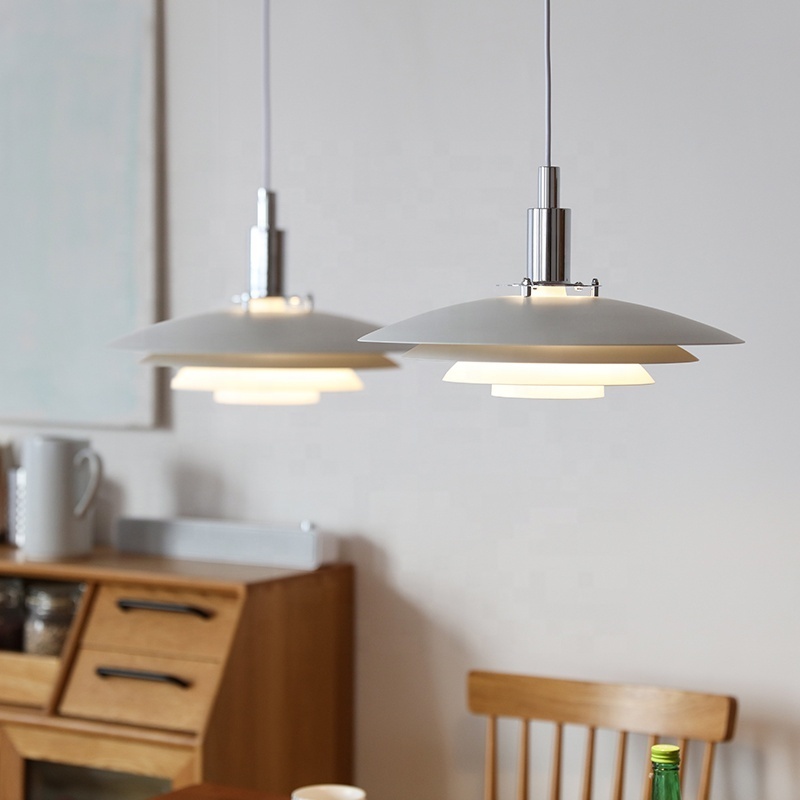 Nordic White Metal Shade Kitchen Island Dining Table Pendant light Fixture E27 Modern Decorative Simple Counter Bar Hanging Lamp