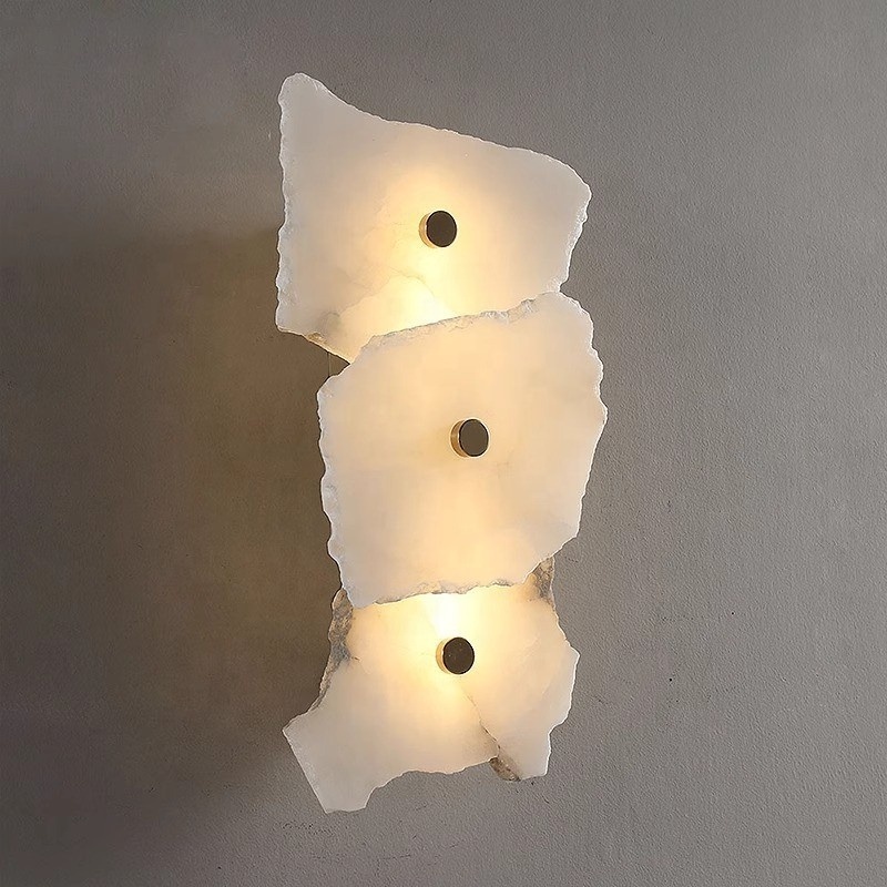 Natural Marble Wall Lamp Modern Design Living Room Bedroom Home Decor Luxury Golden Surface Mounted Wall Sconce Light Fixture