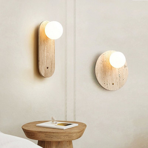 Modern Design Aisle Corridor Natural Stone Wall Sconce Lamp Indoor Home Hotel Room Bedside Light Glass Shade Fixture