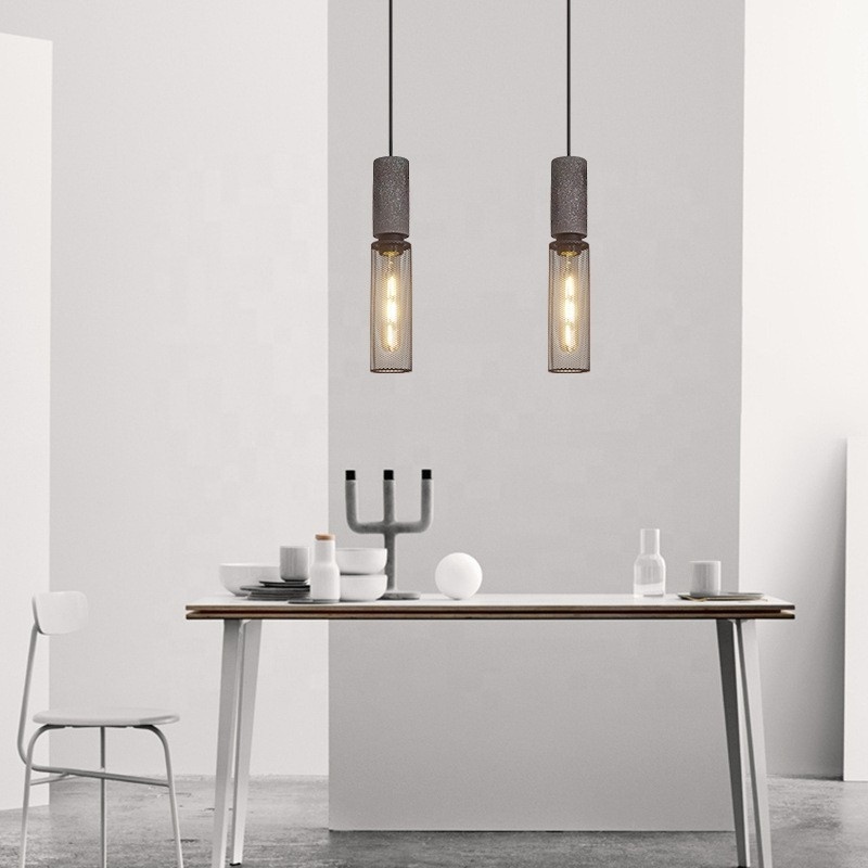 Nordic Minimalism Cement Pendant Light E27 LED Chandelier Lamp Loft Industrial Concrete Indoor Restaurant Bedroom Light Fixture