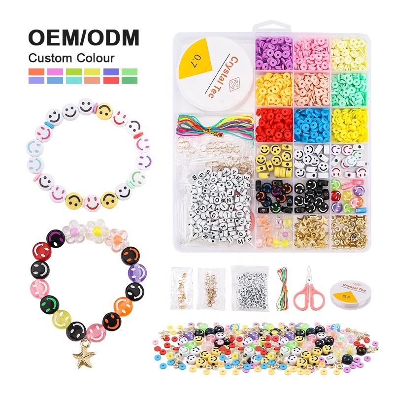 Leemook Hot Selling Beads Beaded Set Box Charms For Bracelet Making Kids Colorful DIY Acrylic Beads Kit For Girls