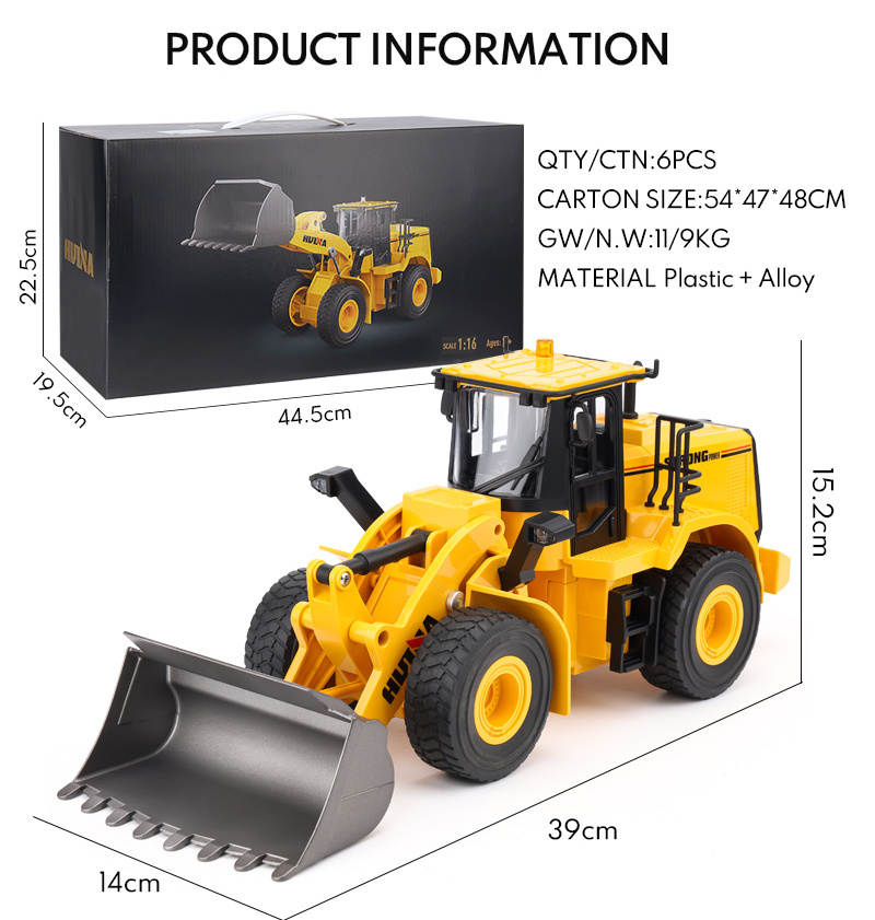 Leemook new arrival Alloy Diecast Material Engineering Rc Car Multi Functional Alloy RC Bulldozer excavator