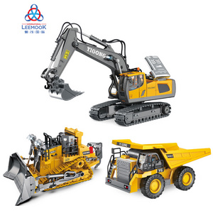 Leemook new 1/24 Radio Control Alloy Metal Excavator Bulldozer dumper 2.4G RC Die cast Construction Truck Toys Set