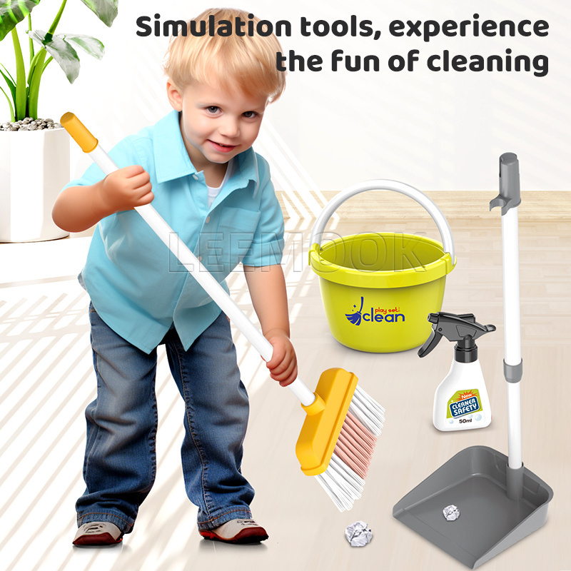 Leemook 2024 Hot Housework Clean Tools Set Pretend Play Preschool Housekeeping Cleaning Toys For Kids