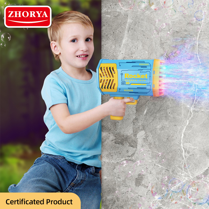 Zhorya wholesale electric 40 holes cheap rocket bubble machine gun toy soap bazooka bubble gun for kid