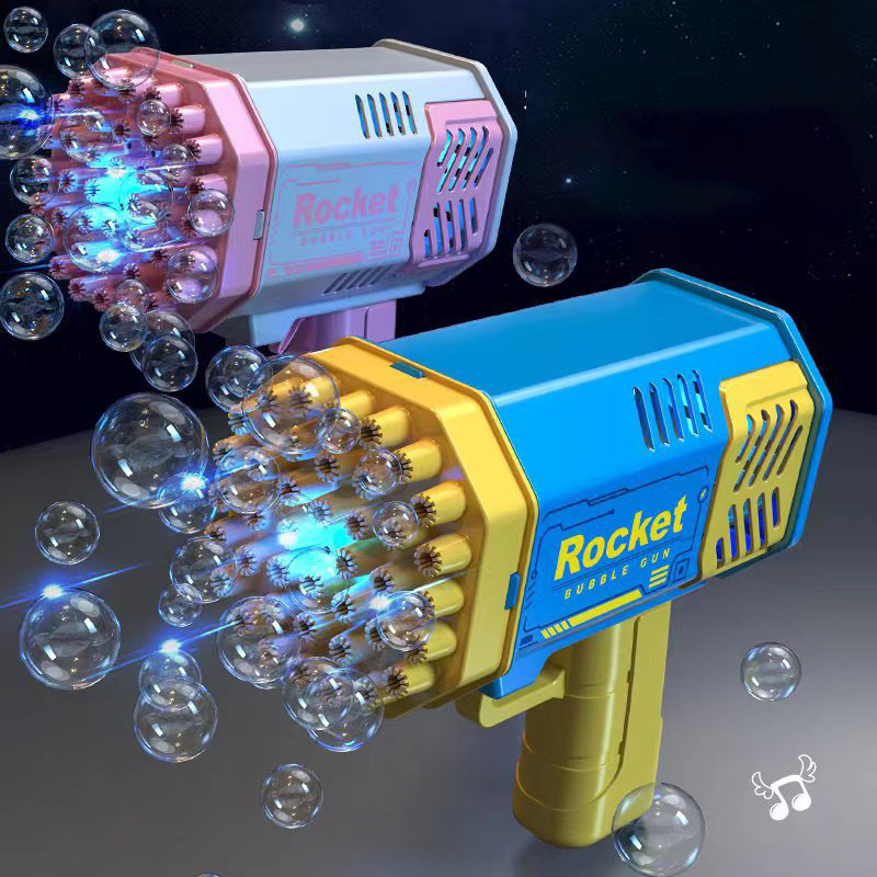 Zhorya wholesale electric 40 holes cheap rocket bubble machine gun toy soap bazooka bubble gun for kid