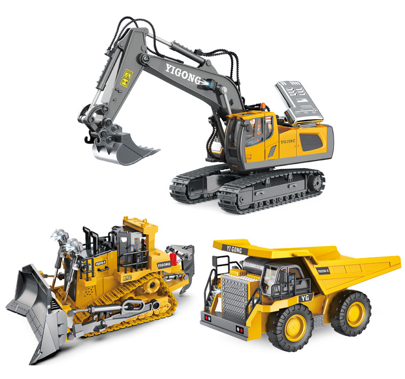 Leemook new 1/24 Radio Control Alloy Metal Excavator Bulldozer dumper 2.4G RC Die cast Construction Truck Toys Set