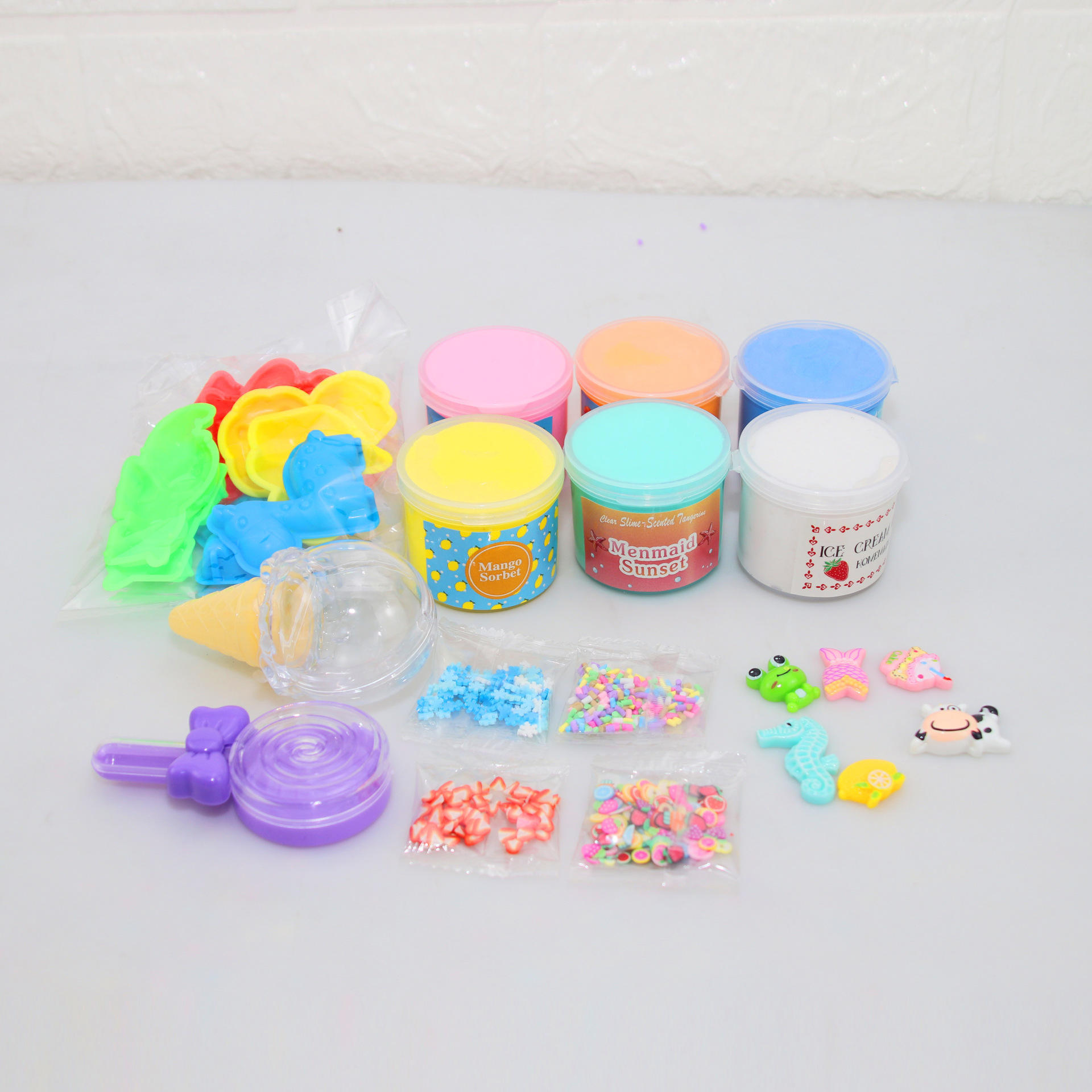 Leemook 2024 Hot Sale Ice Cream Playdough Slime Toys Set Non-toxic Glue DIY Slime Making Kit For Kids