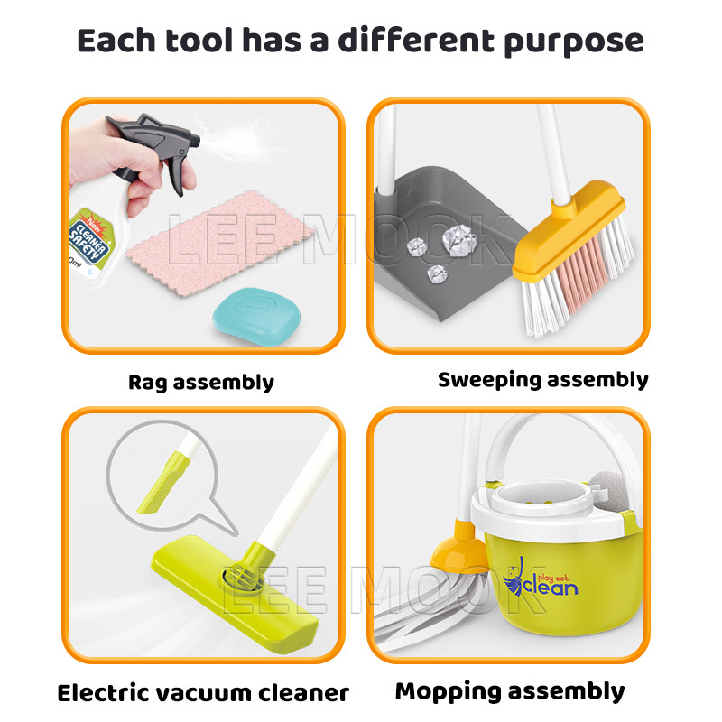 Leemook 2024 Hot Housework Clean Tools Set Pretend Play Preschool Housekeeping Cleaning Toys For Kids