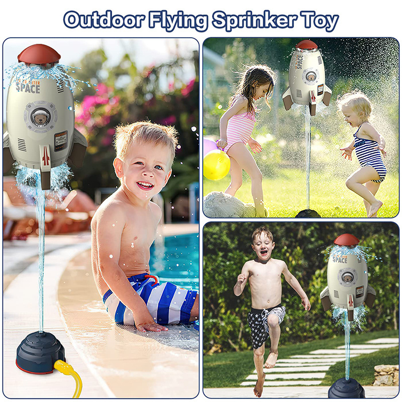 hot selling pool beach space rocket outside toy play garden hydro rocket launcher water sprinkler for kids