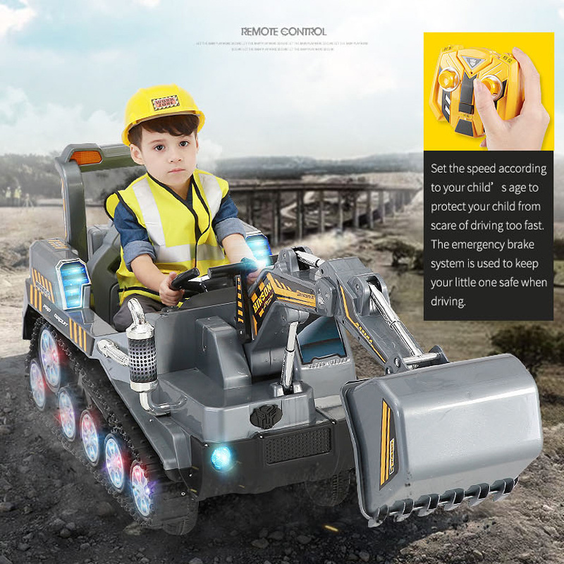 multifunction 2.4G remote control rc children ride on excavator kids electric car toy