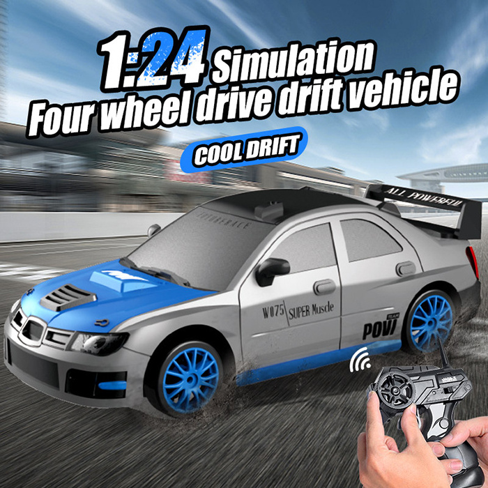 Children Gift Sport Racing High Speed Vehicle Replaceable Tires 1:24 2.4g 4wd Remote Control Hobby Rc Drift Car With Light