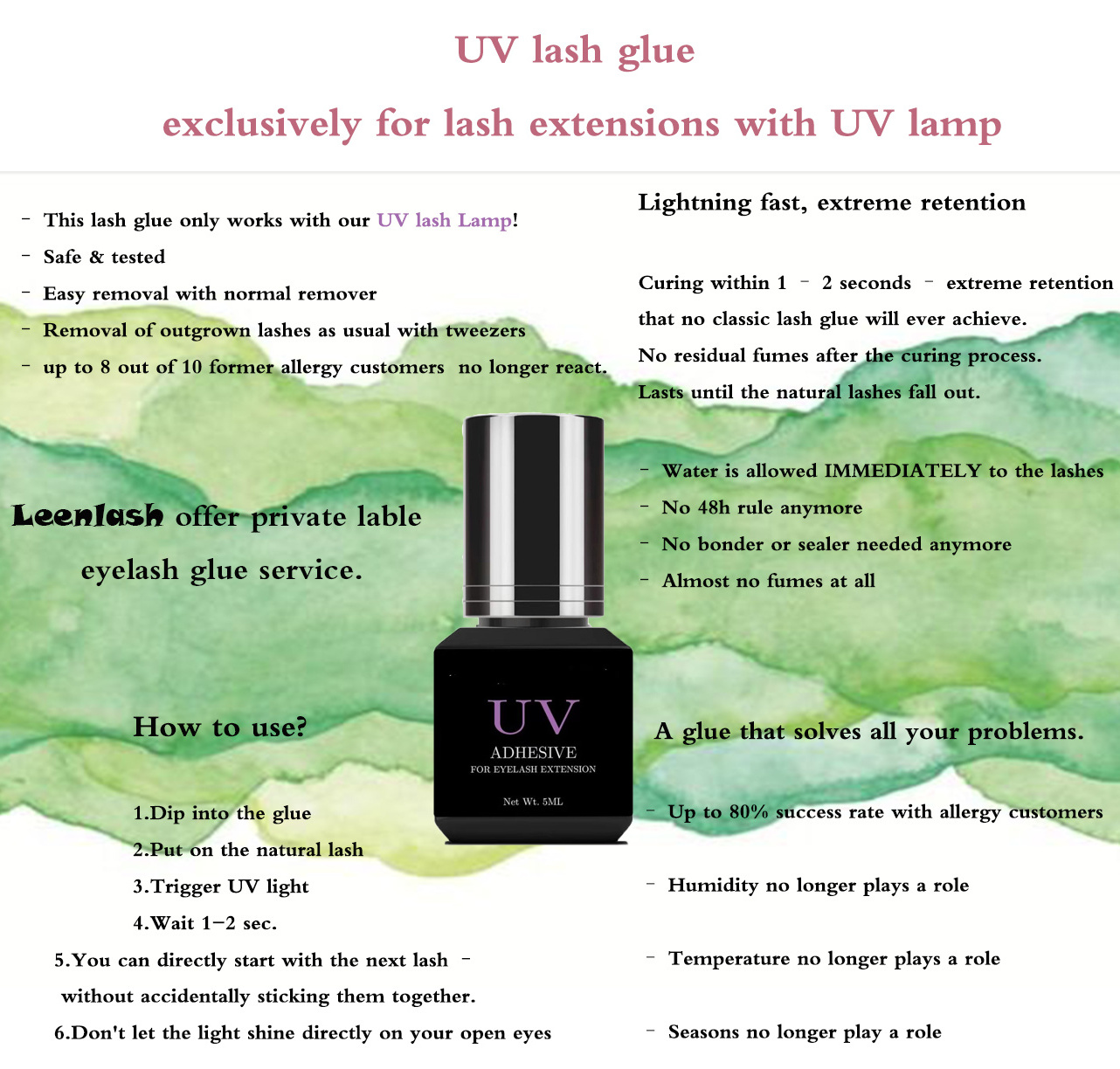 Private label sensitive private label eyelash extension glue UV eyelash glue with wholesale uv lash extension glue