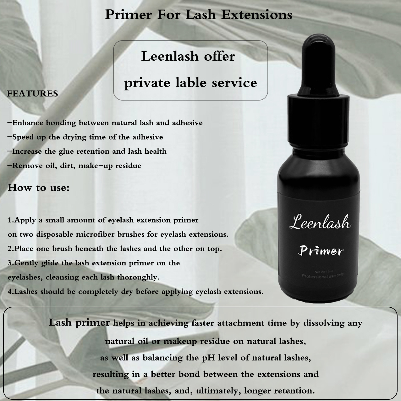 Wholesale volume Lashes Primer Improve Glue Bonding Private Label lash primer for eyelash extension