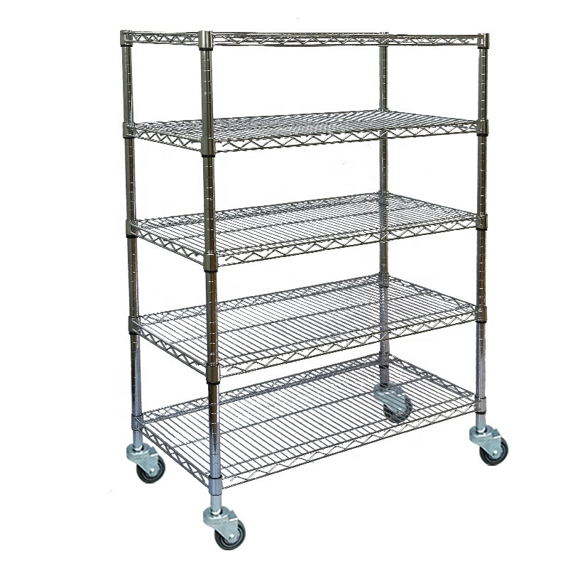 Leenol Industrial Wire Mesh Trolley Wire Shelf Storage Trolley with Wheels