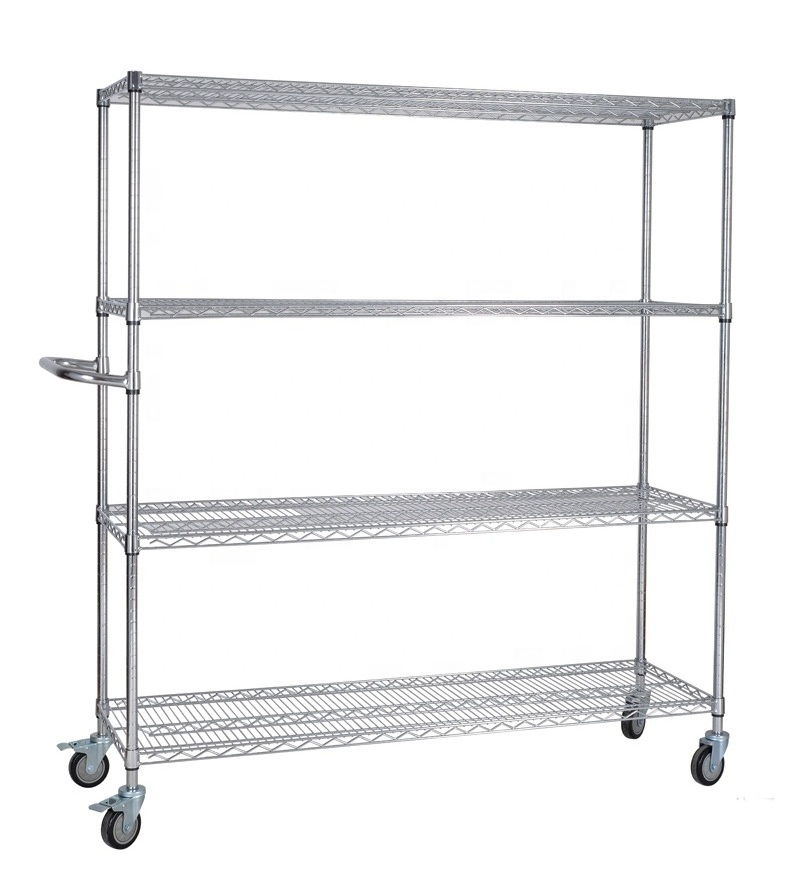 Leenol Industrial Wire Mesh Trolley Wire Shelf Storage Trolley with Wheels