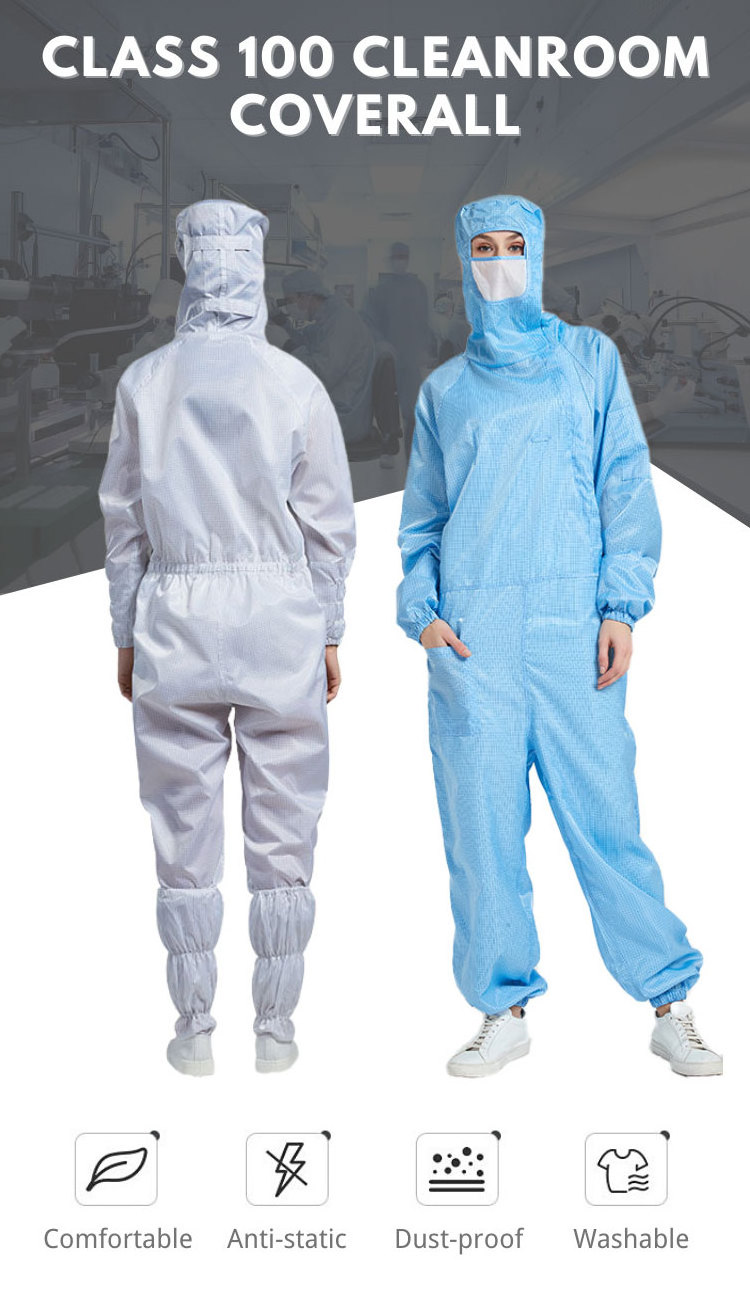 Best Selling ESD Antistatic Coverall Disposable Blue Clean room Polyester Coverall