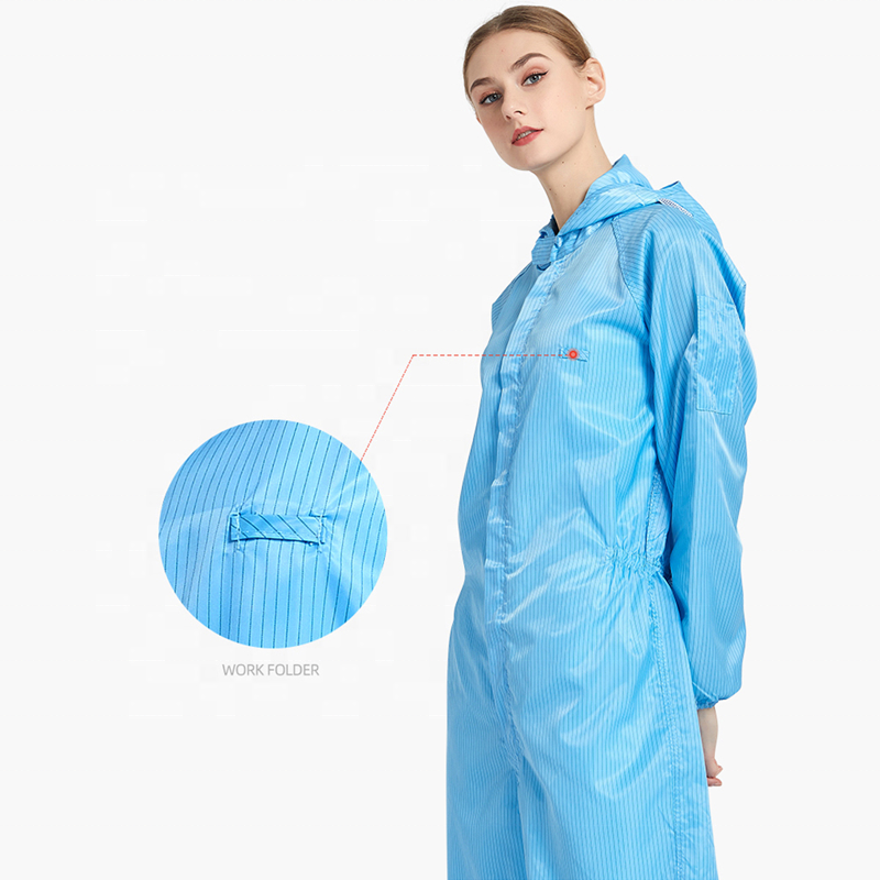 Best Selling ESD Antistatic Coverall Disposable Blue Clean room Polyester Coverall